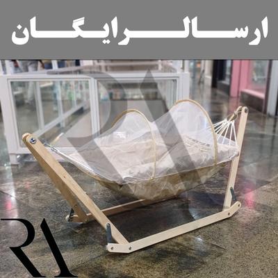گهواره ننو سنتی بانوج نوزاد چوبی با پشه بند در تهران