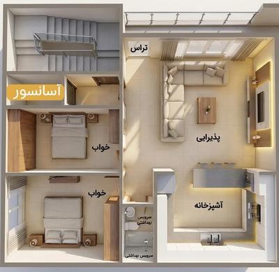 80 متری کلید نخورده / آسانسور / 2 خواب / نبوت 24 در مشهد