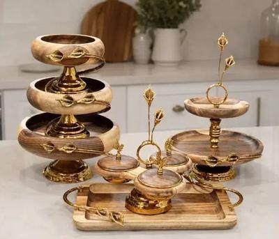 سرویس پذیرایی چوبی سینی نمکدان ظروف جهیزیه در مشهد