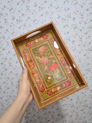 سینی مستطیل چوب و رزین در قرچک