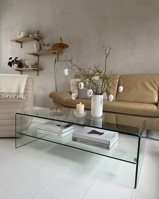 میز جلومبلی شیشه‌ای شلف دار - تست ایمنی بورس 1404 در باغستان