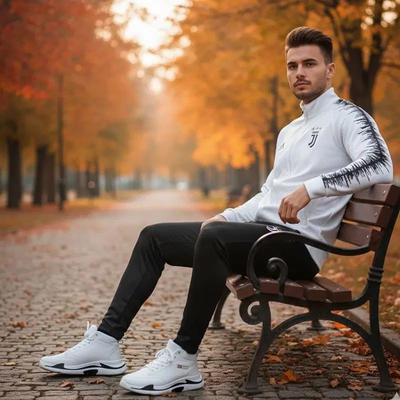 ست سوییشرت شلوار یوونتوس مردانه +کفش ساقدار سفید در تهران