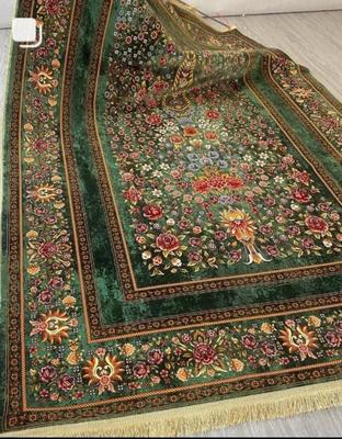 فرش ماشینی ابریشمی طرح دستباف نقشه باغ گل در تهران