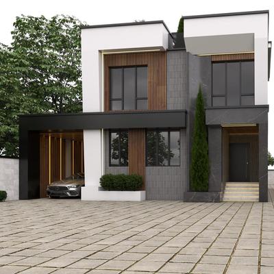 اجرای نمای مدرن و محوطه سازی ویلا در رشت
