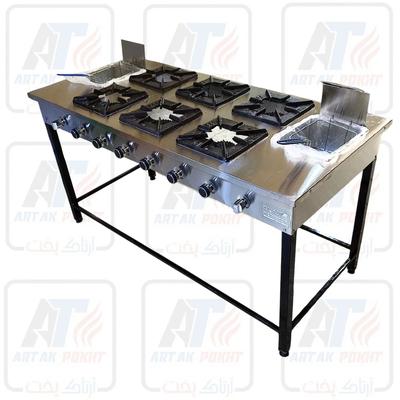 فرصنعتی دوکاره/اجاق گاز 6شعله+سرخکن صنعتی 2 خانه در مشهد