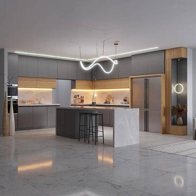 کابینت مدرن با نورپردازی خطی در تهران