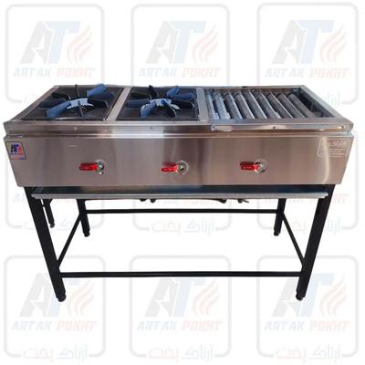 اجاق گاز صنعتی 2شعله پایه دار+کباب پز 50 سانتی در مشهد
