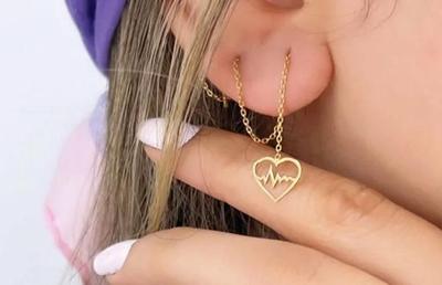 گوشواره طلا میخی بخیه آویزی در اهر