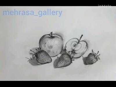 *طراحی مدل زنده* سایه زنی از میوه و سیفی جات ، *نمونه کارهای هنرجوی خوبمون* زهرا خانم عزیز در اندیشه-شهر جدید